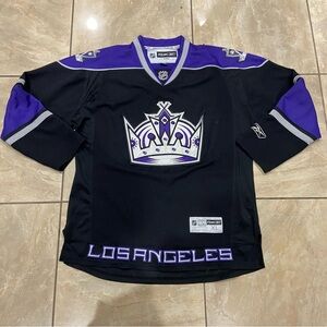LA Kings Reebok NHL Jersey XL Black Purple Crown Logo Official Licensed